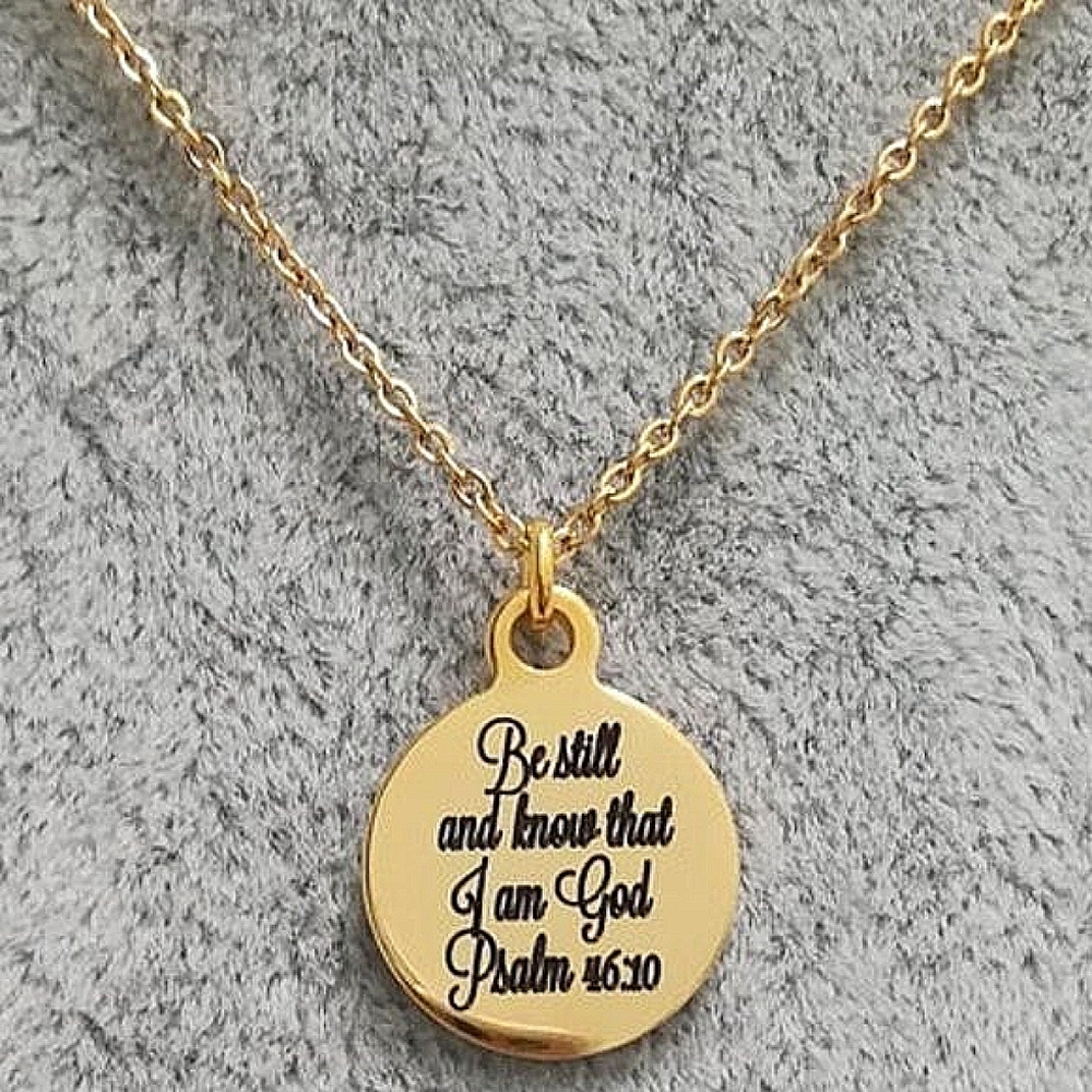 Gold Christian Bible Verse Scripture Necklace